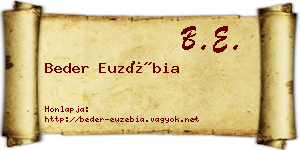 Beder Euzébia névjegykártya